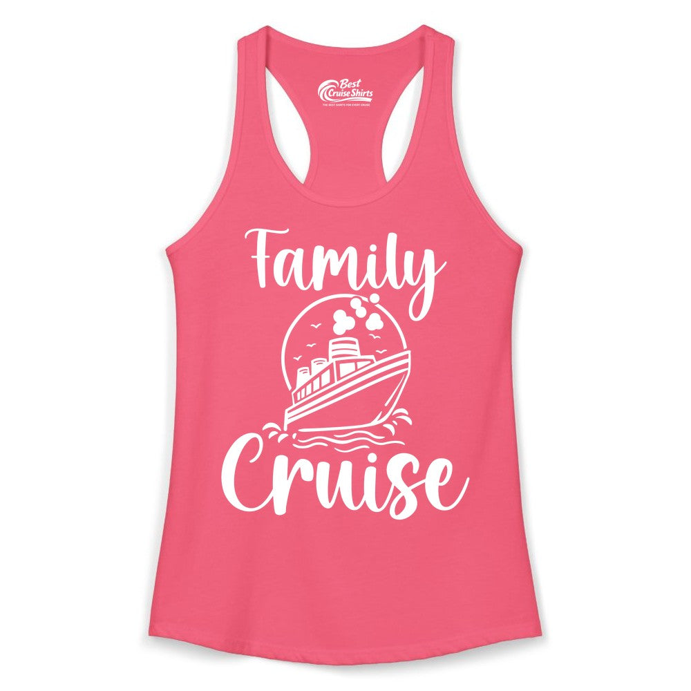 Family Cruise Shirt - Fun Group Cruise Shirt for Vacation Trips (Ladies Tank) in Hot Pink - Family Cruise Shirt - Playful Nautical Ship Graphic Group Cruise Tee