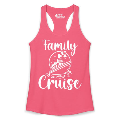 Family Cruise Shirt - Fun Group Cruise Shirt for Vacation Trips (Ladies Tank) in Hot Pink - Family Cruise Shirt - Playful Nautical Ship Graphic Group Cruise Tee