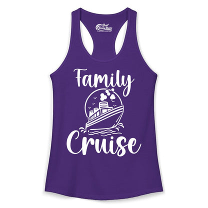 Family Cruise Shirt - Fun Group Cruise Shirt for Vacation Trips (Ladies Tank) in Solid Purple Rush - Family Cruise Shirt - Playful Nautical Ship Graphic Group Cruise Tee