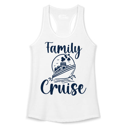 Family Cruise Shirt - Fun Group Cruise Shirt for Vacation Trips (Ladies Tank) in White - Family Cruise Shirt - Playful Nautical Ship Graphic Group Cruise Tee