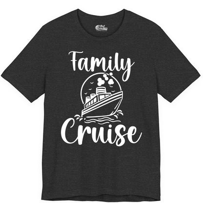 Family Cruise Shirt - Fun Group Cruise Shirt for Vacation Trips (Premium Tee) in Dark Grey Heather - Family Cruise Shirt - Playful Nautical Ship Graphic Group Cruise Tee