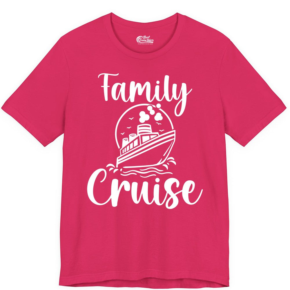 Family Cruise Shirt - Fun Group Cruise Shirt for Vacation Trips (Premium Tee) in Fuchsia - Family Cruise Shirt - Playful Nautical Ship Graphic Group Cruise Tee