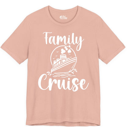 Family Cruise Shirt - Fun Group Cruise Shirt for Vacation Trips (Premium Tee) in Peach - Family Cruise Shirt - Playful Nautical Ship Graphic Group Cruise Tee