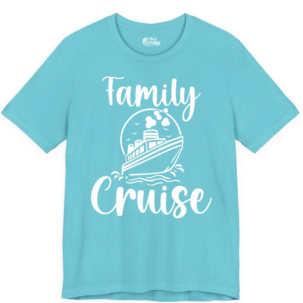 Family Cruise Shirt - Fun Group Cruise Shirt for Vacation Trips (Premium Tee) in Turquoise - Family Cruise Shirt - Playful Nautical Ship Graphic Group Cruise Tee