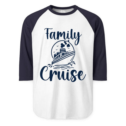 Family Cruise Shirt - Fun Group Cruise Shirt for Vacation Trips (Raglan) in WhiteNavy - Family Cruise Shirt - Playful Nautical Ship Graphic Group Cruise Tee