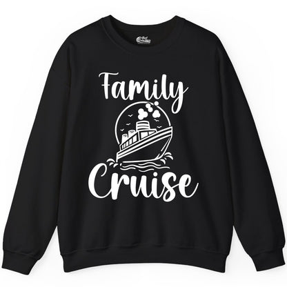 Family Cruise Shirt - Fun Group Cruise Shirt for Vacation Trips (Sweatshirt) in Black - Family Cruise Shirt - Playful Nautical Ship Graphic Group Cruise Tee