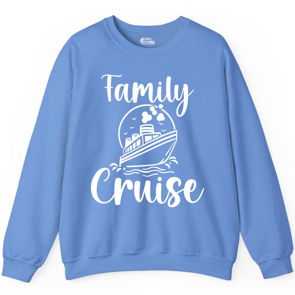 Family Cruise Shirt - Fun Group Cruise Shirt for Vacation Trips (Sweatshirt) in Carolina Blue - Family Cruise Shirt - Playful Nautical Ship Graphic Group Cruise Tee