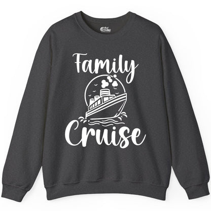 Family Cruise Shirt - Fun Group Cruise Shirt for Vacation Trips (Sweatshirt) in Dark Heather - Family Cruise Shirt - Playful Nautical Ship Graphic Group Cruise Tee