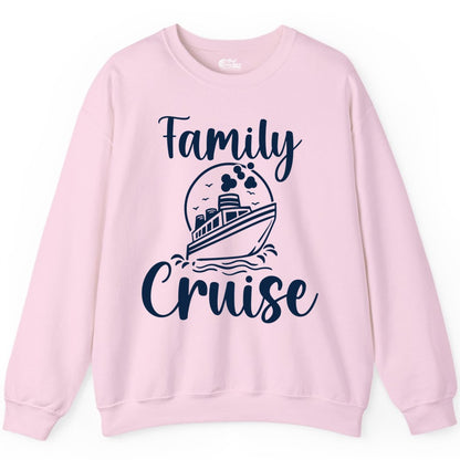 Family Cruise Shirt - Fun Group Cruise Shirt for Vacation Trips (Sweatshirt) in Light Pink - Family Cruise Shirt - Playful Nautical Ship Graphic Group Cruise Tee