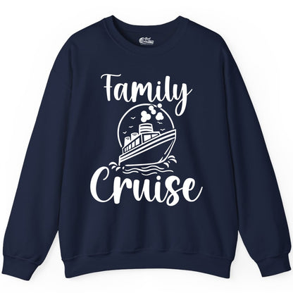 Family Cruise Shirt - Fun Group Cruise Shirt for Vacation Trips (Sweatshirt) in Navy - Family Cruise Shirt - Playful Nautical Ship Graphic Group Cruise Tee