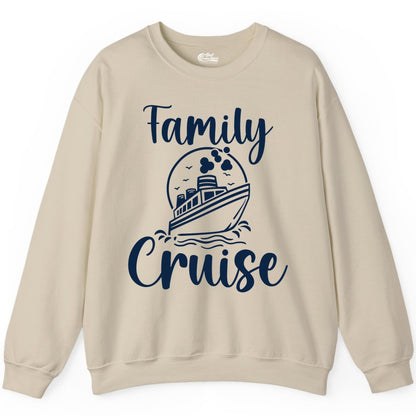 Family Cruise Shirt - Fun Group Cruise Shirt for Vacation Trips (Sweatshirt) in Sand - Family Cruise Shirt - Playful Nautical Ship Graphic Group Cruise Tee