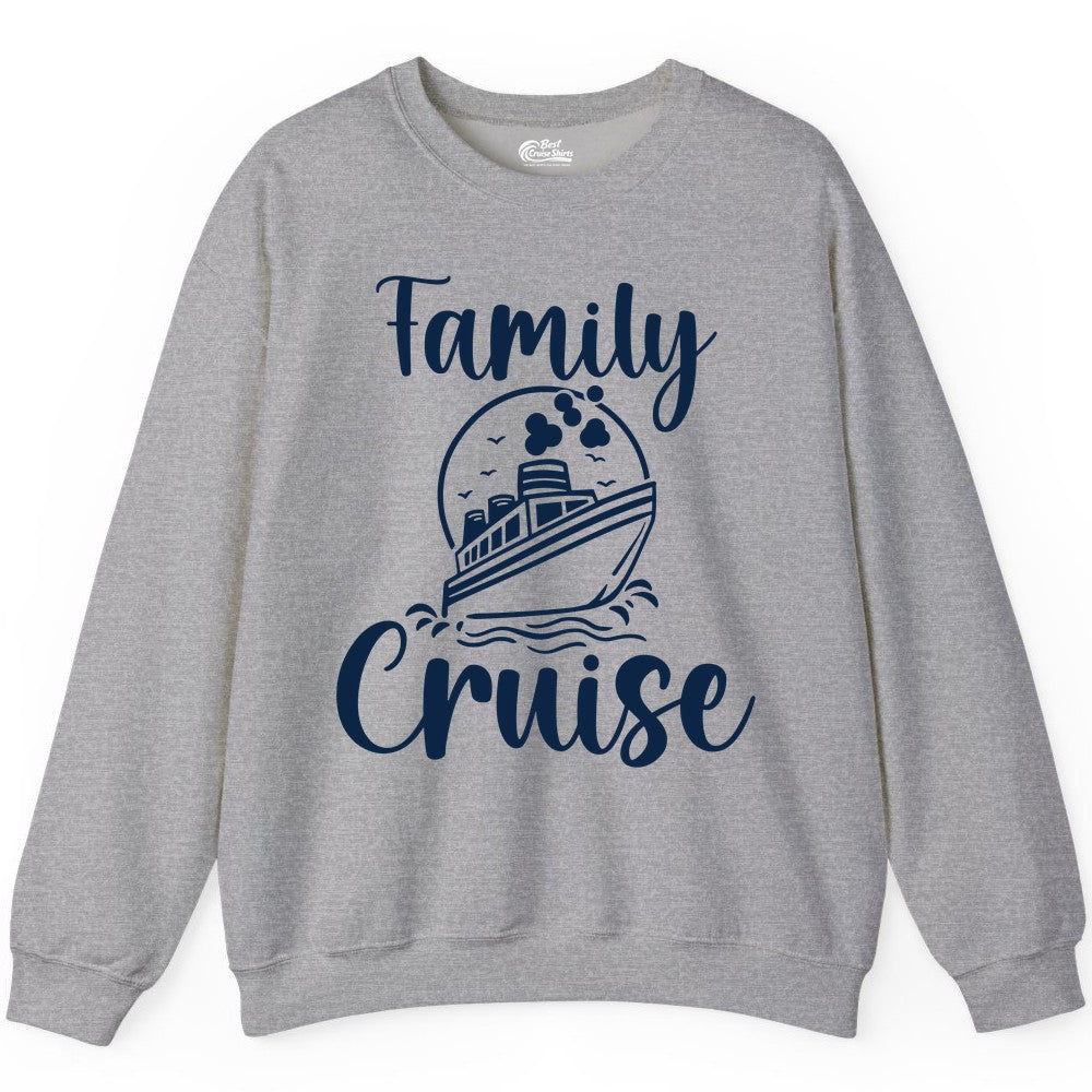 Family Cruise Shirt - Fun Group Cruise Shirt for Vacation Trips (Sweatshirt) in Sport Grey - Family Cruise Shirt - Playful Nautical Ship Graphic Group Cruise Tee
