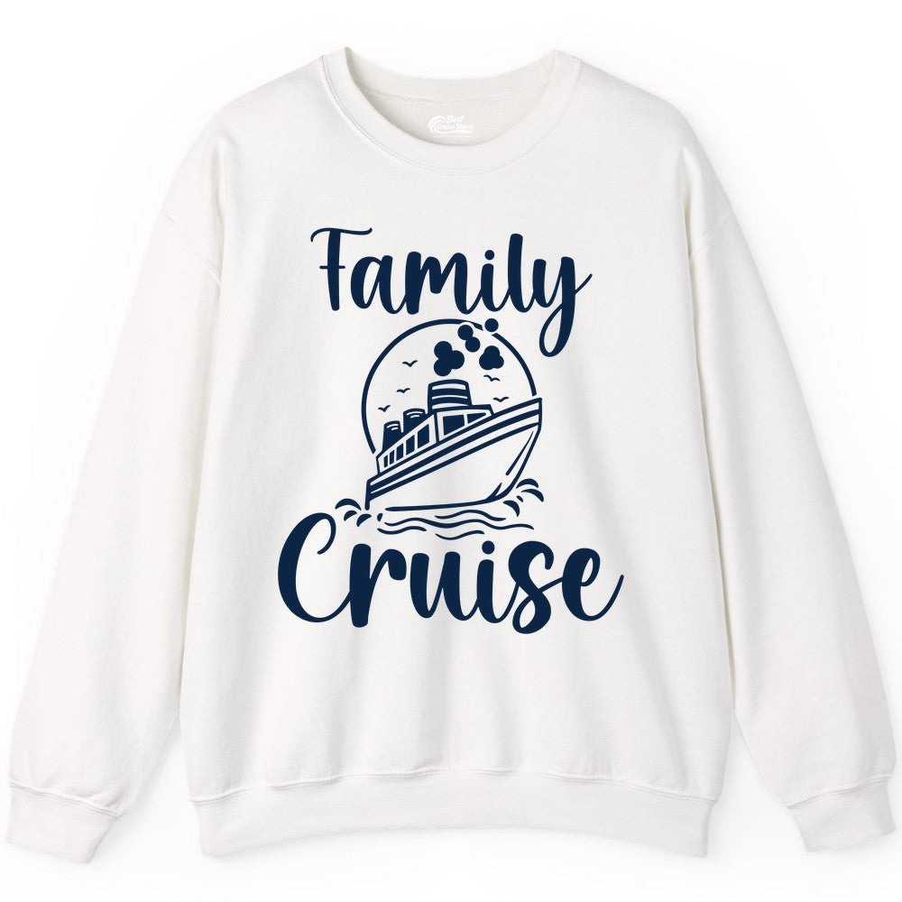 Family Cruise Shirt - Fun Group Cruise Shirt for Vacation Trips (Sweatshirt) in White - Family Cruise Shirt - Playful Nautical Ship Graphic Group Cruise Tee