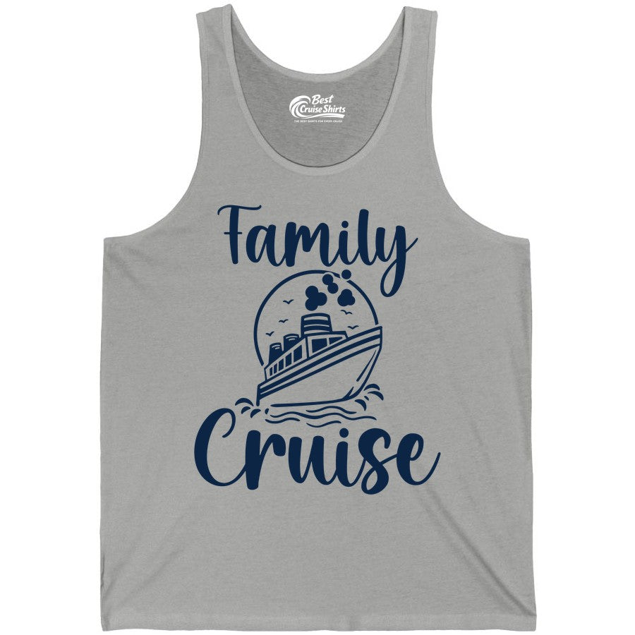 Family Cruise Shirt - Fun Group Cruise Shirt for Vacation Trips (Tank Top) in Athletic Heather - Family Cruise Shirt - Playful Nautical Ship Graphic Group Cruise Tee