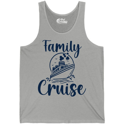 Family Cruise Shirt - Fun Group Cruise Shirt for Vacation Trips (Tank Top) in Athletic Heather - Family Cruise Shirt - Playful Nautical Ship Graphic Group Cruise Tee