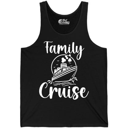 Family Cruise Shirt - Fun Group Cruise Shirt for Vacation Trips (Tank Top) in Black - Family Cruise Shirt - Playful Nautical Ship Graphic Group Cruise Tee