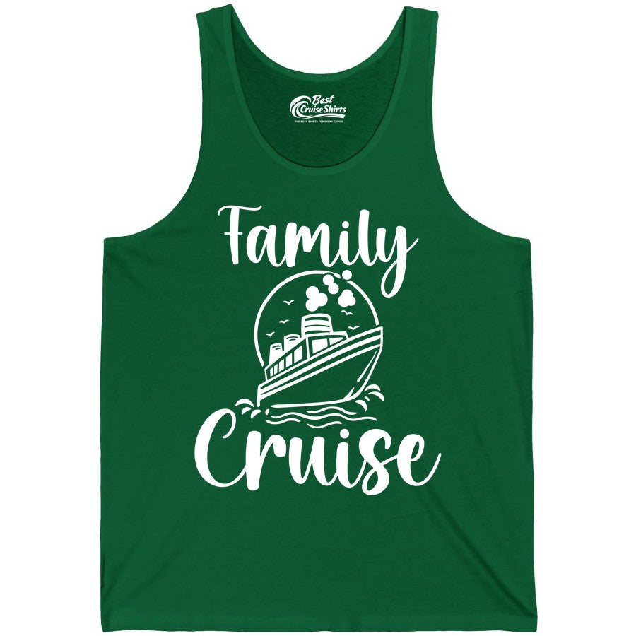 Family Cruise Shirt - Fun Group Cruise Shirt for Vacation Trips (Tank Top) in Kelly - Family Cruise Shirt - Playful Nautical Ship Graphic Group Cruise Tee