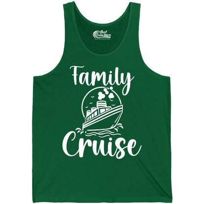 Family Cruise Shirt - Fun Group Cruise Shirt for Vacation Trips (Tank Top) in Kelly - Family Cruise Shirt - Playful Nautical Ship Graphic Group Cruise Tee