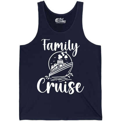 Family Cruise Shirt - Fun Group Cruise Shirt for Vacation Trips (Tank Top) in Navy - Family Cruise Shirt - Playful Nautical Ship Graphic Group Cruise Tee