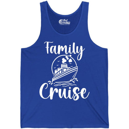 Family Cruise Shirt - Fun Group Cruise Shirt for Vacation Trips (Tank Top) in True Royal - Family Cruise Shirt - Playful Nautical Ship Graphic Group Cruise Tee