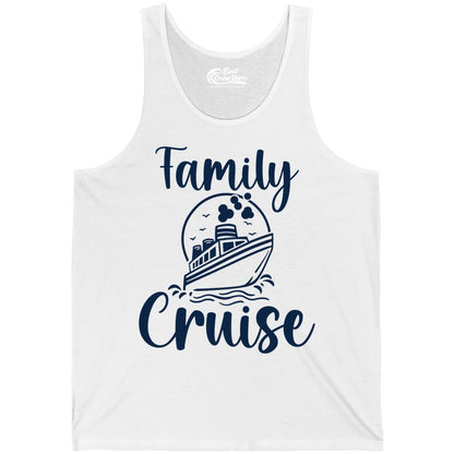 Family Cruise Shirt - Fun Group Cruise Shirt for Vacation Trips (Tank Top) in White - Family Cruise Shirt - Playful Nautical Ship Graphic Group Cruise Tee