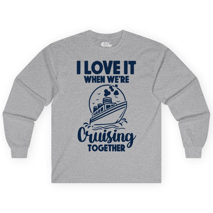 Cruising Together Shirt - Fun Cruise Couple Shirt for Vacation (Long Sleeve) in Sport Grey - Cruising Together Bold Monochrome Cruise Ship Shirt for Groups