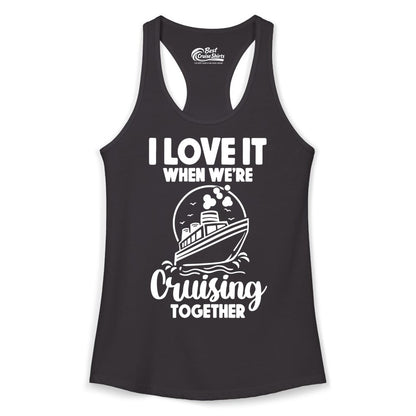Cruising Together Shirt - Fun Cruise Couple Shirt for Vacation (Ladies Tank) in Black - Cruising Together Bold Monochrome Cruise Ship Shirt for Groups