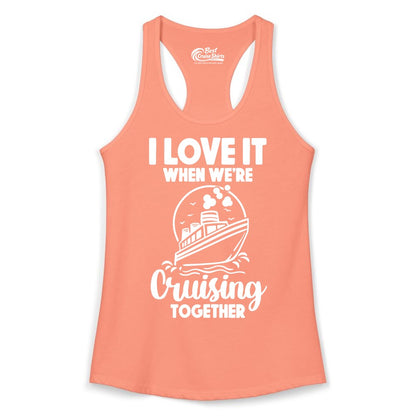 Cruising Together Shirt - Fun Cruise Couple Shirt for Vacation (Ladies Tank) in Solid Light Orange - Cruising Together Bold Monochrome Cruise Ship Shirt for Groups