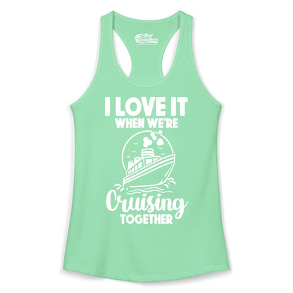 Cruising Together Shirt - Fun Cruise Couple Shirt for Vacation (Ladies Tank) in Solid Mint - Cruising Together Bold Monochrome Cruise Ship Shirt for Groups