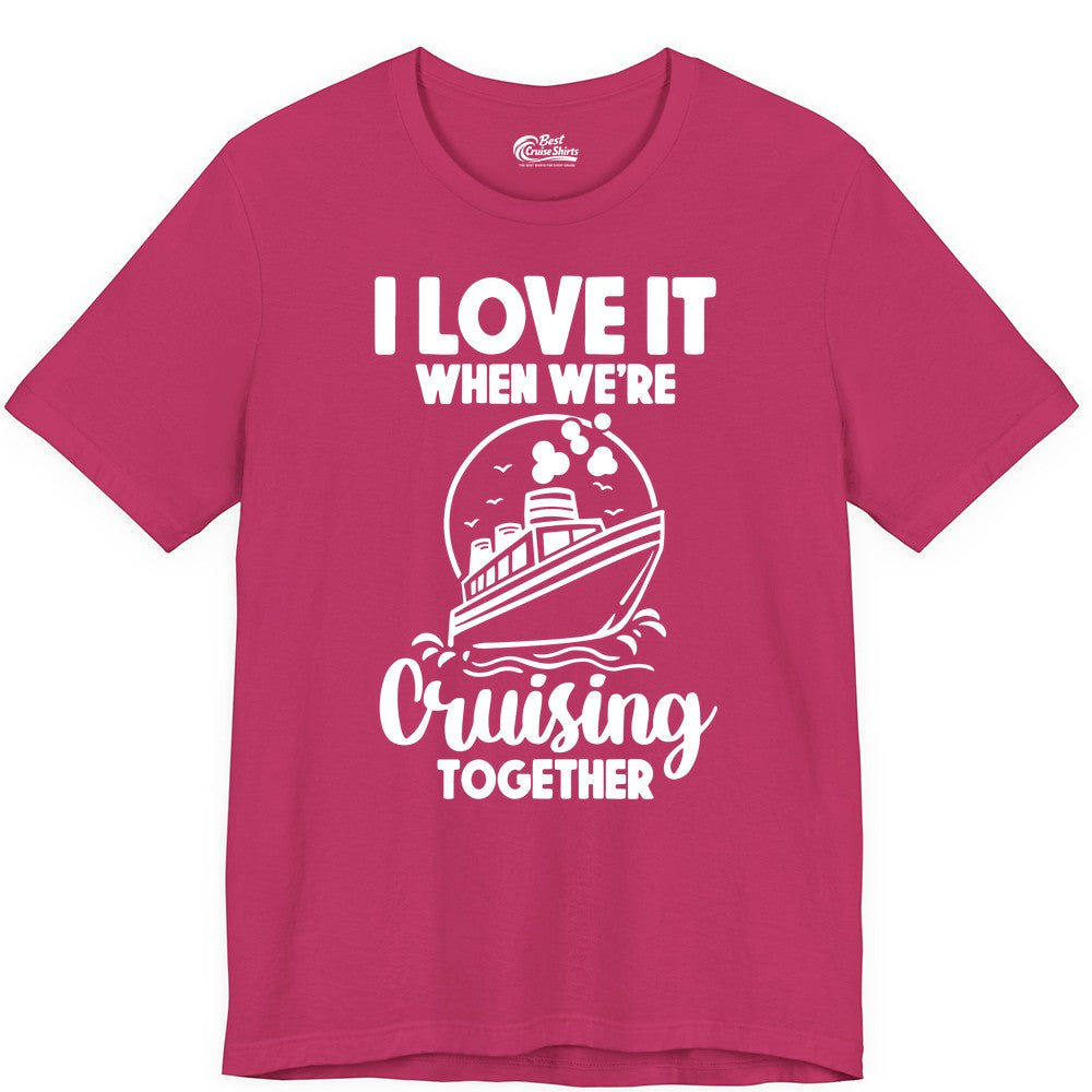 Cruising Together Shirt - Fun Cruise Couple Shirt for Vacation (Premium Tee) in Berry - Cruising Together Bold Monochrome Cruise Ship Shirt for Groups