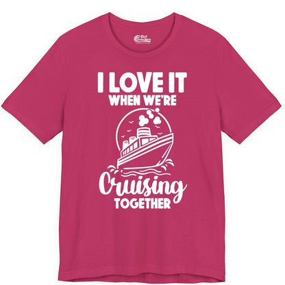 Cruising Together Shirt - Fun Cruise Couple Shirt for Vacation (Premium Tee) in Berry - Cruising Together Bold Monochrome Cruise Ship Shirt for Groups