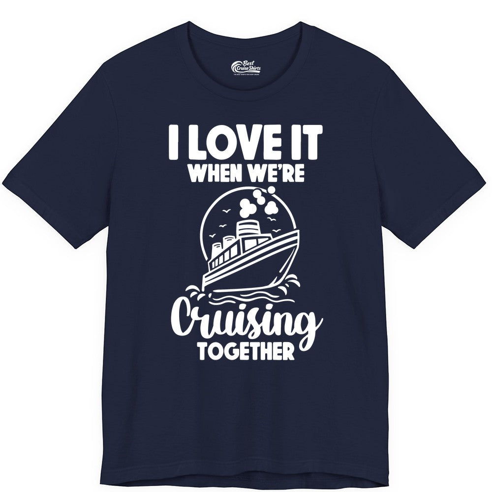 Cruising Together Shirt - Fun Cruise Couple Shirt for Vacation (Premium Tee) in Navy - Cruising Together Bold Monochrome Cruise Ship Shirt for Groups