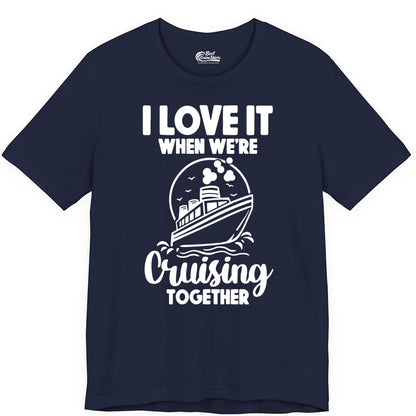 Cruising Together Shirt - Fun Cruise Couple Shirt for Vacation (Premium Tee) in Navy - Cruising Together Bold Monochrome Cruise Ship Shirt for Groups