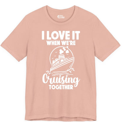 Cruising Together Shirt - Fun Cruise Couple Shirt for Vacation (Premium Tee) in Peach - Cruising Together Bold Monochrome Cruise Ship Shirt for Groups