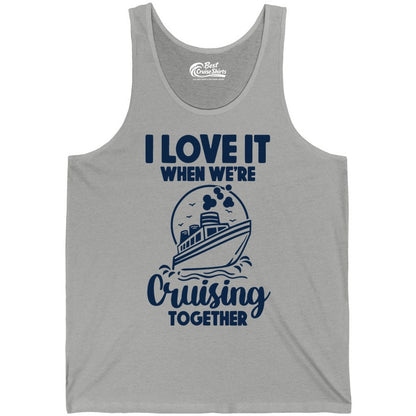 Cruising Together Shirt - Fun Cruise Couple Shirt for Vacation (Tank Top) in Athletic Heather - Cruising Together Bold Monochrome Cruise Ship Shirt for Groups