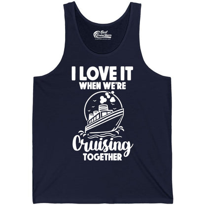 Cruising Together Shirt - Fun Cruise Couple Shirt for Vacation (Tank Top) in Navy - Cruising Together Bold Monochrome Cruise Ship Shirt for Groups