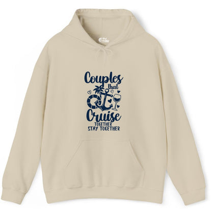 Couples Cruise Shirt - Romantic Cruise Vacation Apparel Gift (Hoodie) in Sand - Couples Cruise Together Nautical Romantic Vacation Shirt Design