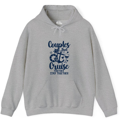 Couples Cruise Shirt - Romantic Cruise Vacation Apparel Gift (Hoodie) in Sport Grey - Couples Cruise Together Nautical Romantic Vacation Shirt Design