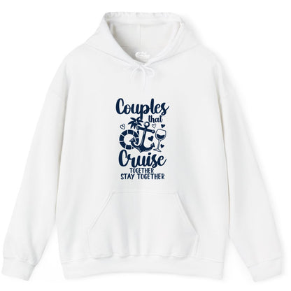Couples Cruise Shirt - Romantic Cruise Vacation Apparel Gift (Hoodie) in White - Couples Cruise Together Nautical Romantic Vacation Shirt Design