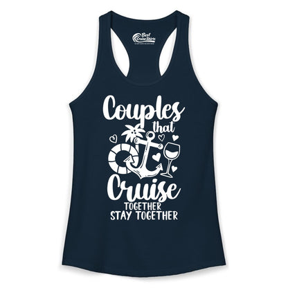 Couples Cruise Shirt - Romantic Cruise Vacation Apparel Gift (Ladies Tank) in Solid Midnight Navy - Couples Cruise Together Nautical Romantic Vacation Shirt Design