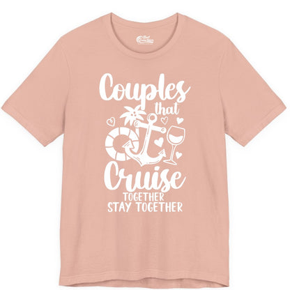 Couples Cruise Shirt - Romantic Cruise Vacation Apparel Gift (Premium Tee) in Peach - Couples Cruise Together Nautical Romantic Vacation Shirt Design