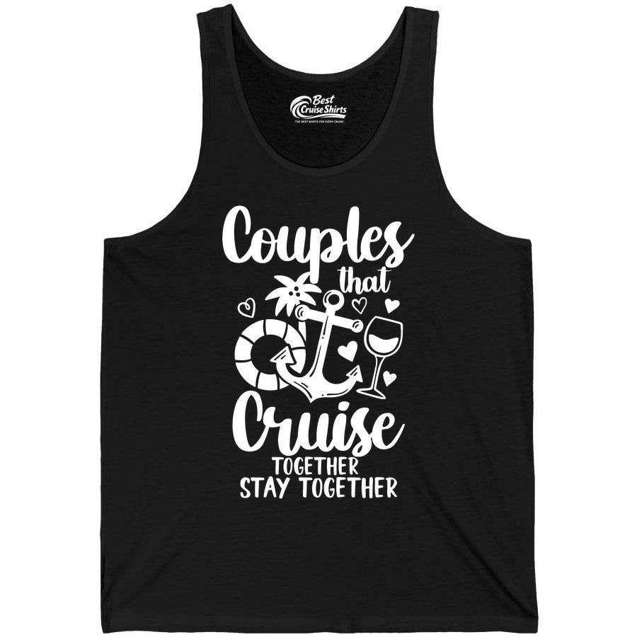 Couples Cruise Shirt - Romantic Cruise Vacation Apparel Gift (Tank Top) in Black - Couples Cruise Together Nautical Romantic Vacation Shirt Design