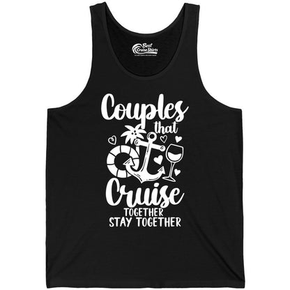 Couples Cruise Shirt - Romantic Cruise Vacation Apparel Gift (Tank Top) in Black - Couples Cruise Together Nautical Romantic Vacation Shirt Design