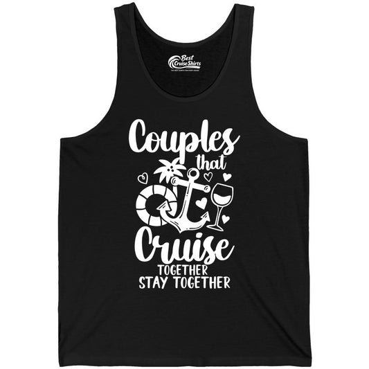Couples Cruise Shirt - Romantic Cruise Vacation Apparel Gift (Tank Top) in Black - Couples Cruise Together Nautical Romantic Vacation Shirt Design