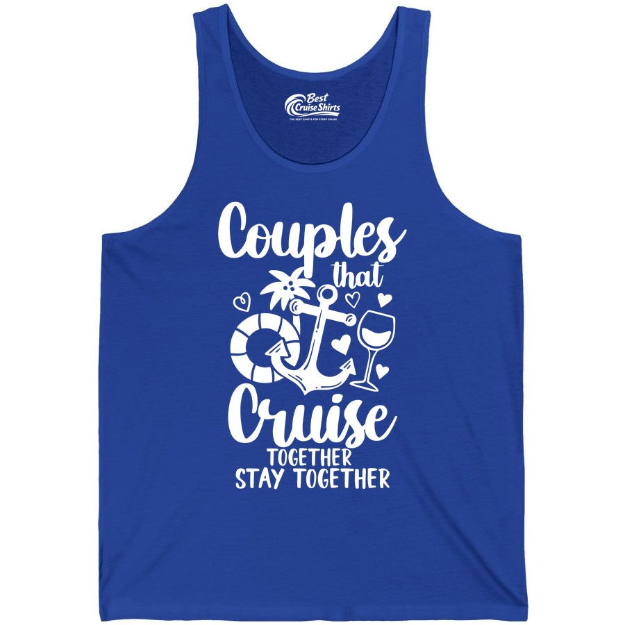 Couples Cruise Shirt - Romantic Cruise Vacation Apparel Gift (Tank Top) in True Royal - Couples Cruise Together Nautical Romantic Vacation Shirt Design