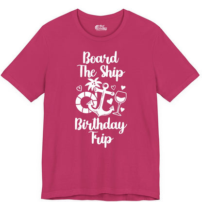Cruise Birthday Shirt - Nautical Birthday Trip Tee for Adults (Premium Tee) in Berry - Board the Ship Cruise Birthday Shirt With Nautical Party Icons
