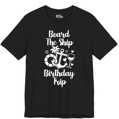 Cruise Birthday Shirt - Nautical Birthday Trip Tee for Adults (Premium Tee) in Black - Board the Ship Cruise Birthday Shirt With Nautical Party Icons