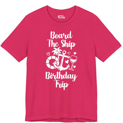 Cruise Birthday Shirt - Nautical Birthday Trip Tee for Adults (Premium Tee) in Fuchsia - Board the Ship Cruise Birthday Shirt With Nautical Party Icons