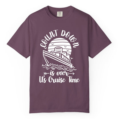 Cruise Countdown Shirt - Nautical Vacation Tee for Cruise Travelers (Comfort Color) in Berry - Countdown Is Over Cruise Time Nautical Monochrome Shirt