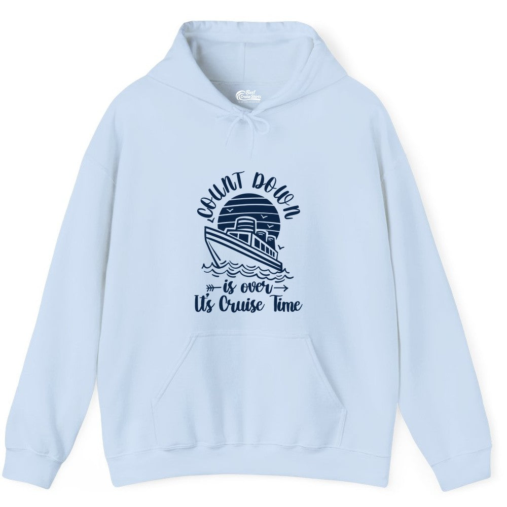Cruise Countdown Shirt - Nautical Vacation Tee for Cruise Travelers (Hoodie) in Light Blue - Countdown Is Over Cruise Time Nautical Monochrome Shirt